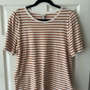 a new day Women's Top - White and Orange Stripes - Texas
